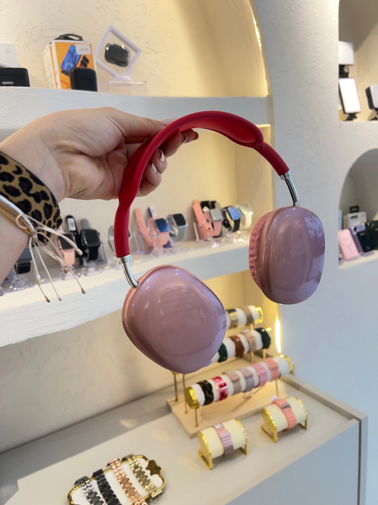 Audífono diadema rosado