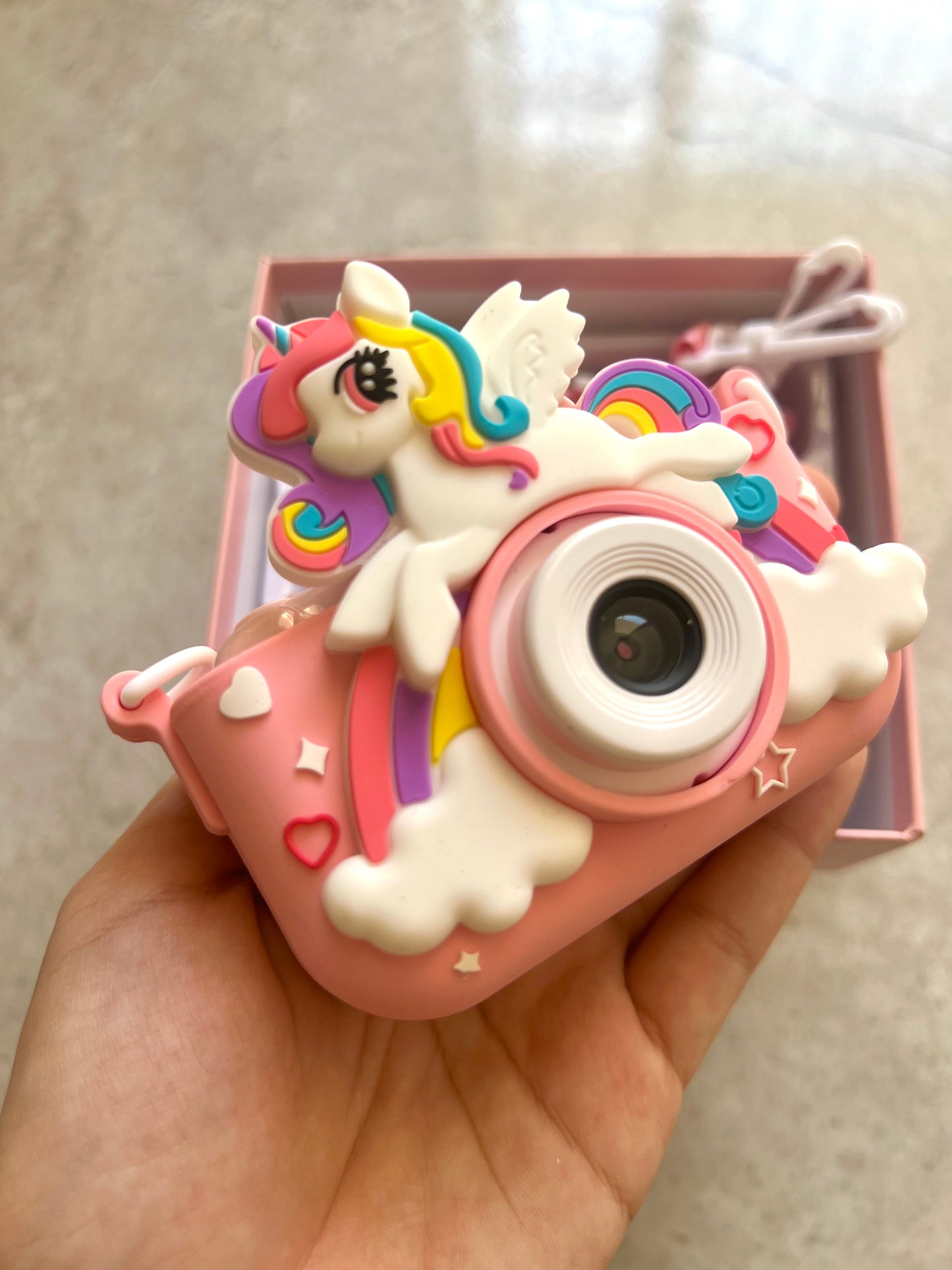 Cámara digital unicornio rosa