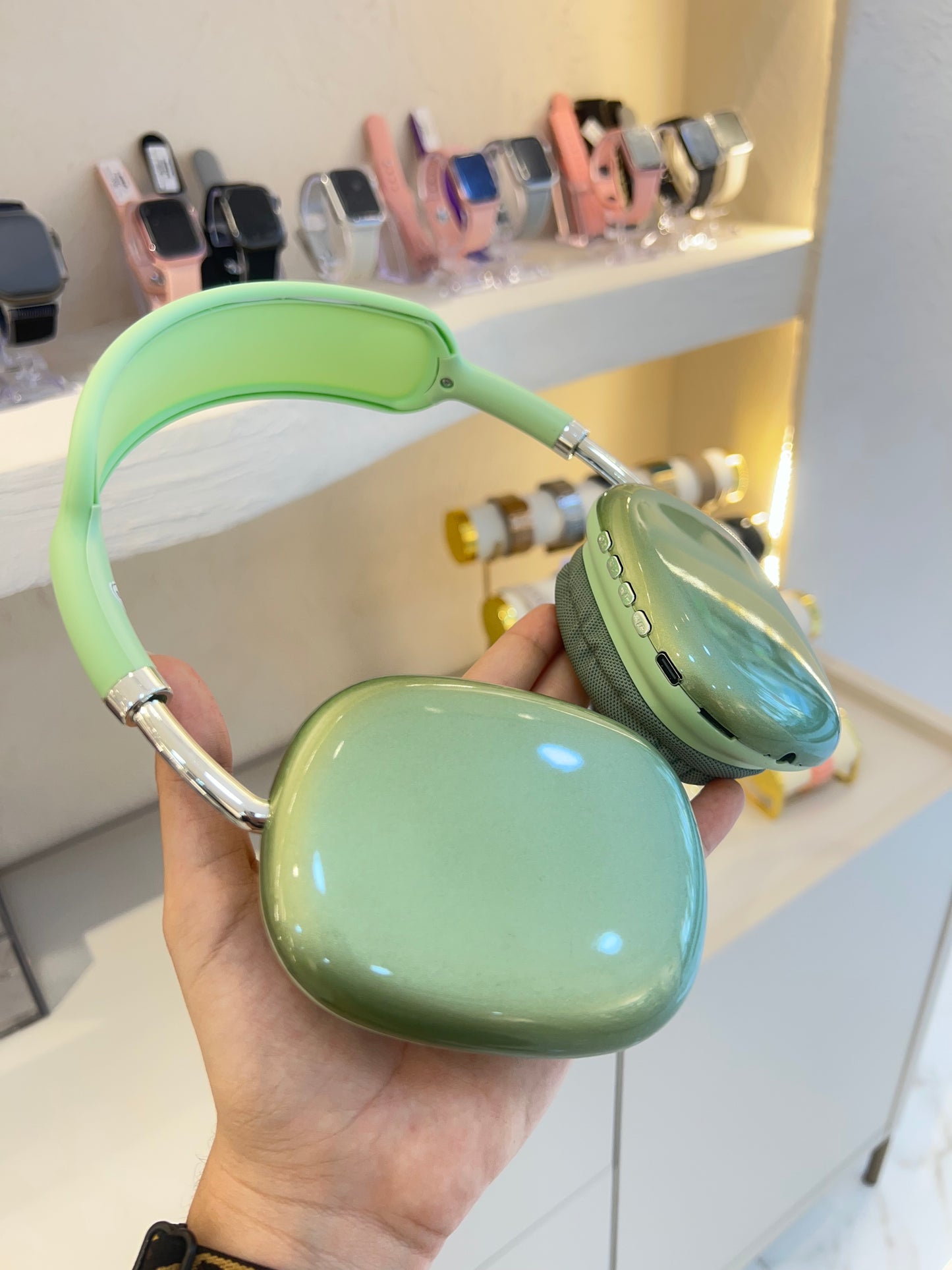 Audífono diadema verde