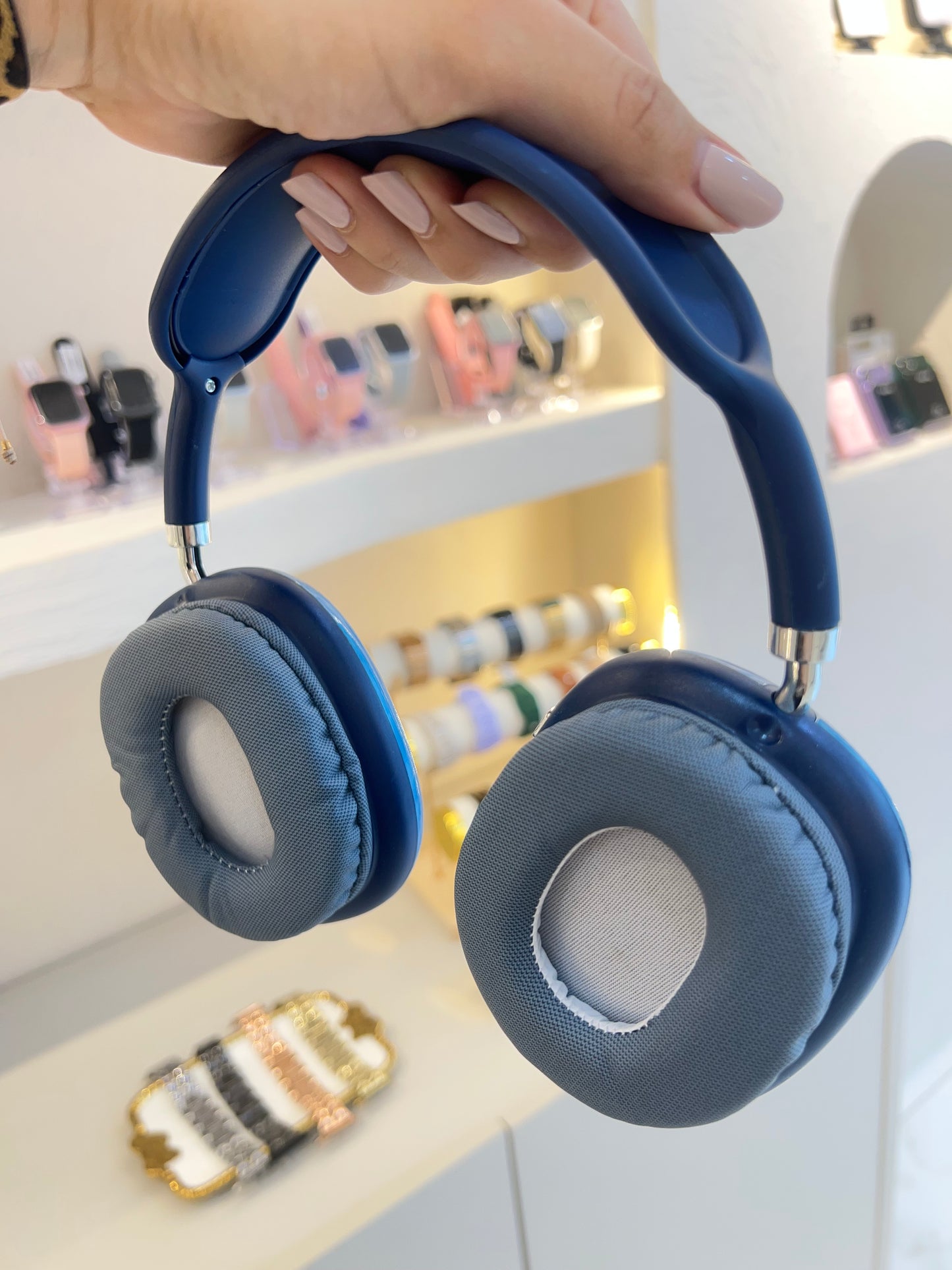 Audífono diadema azul