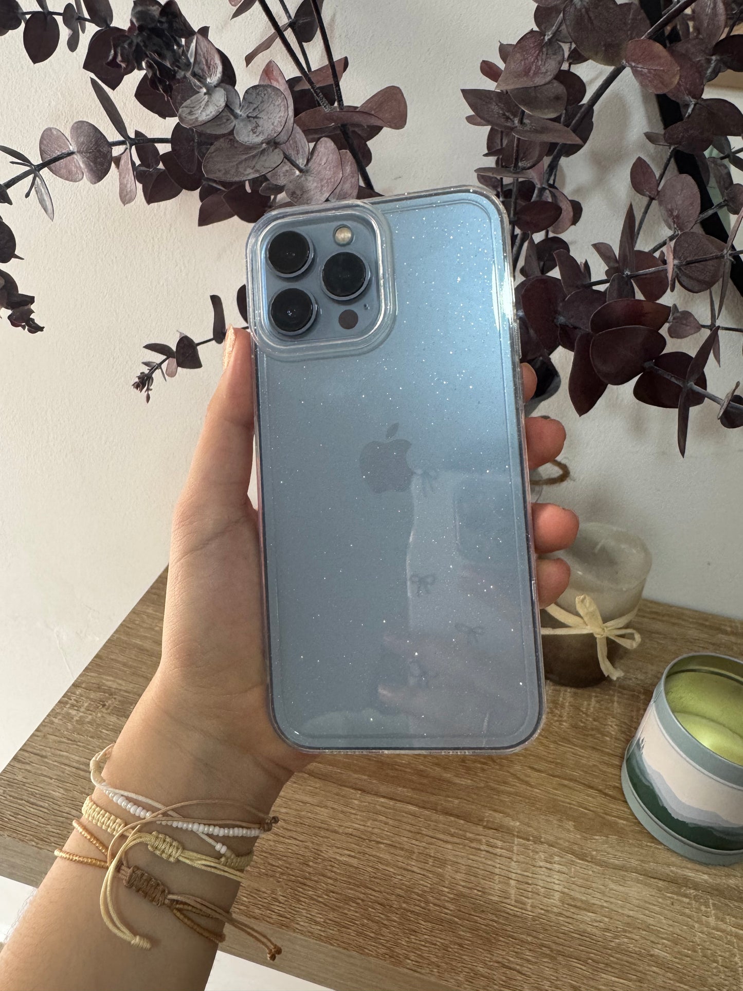 Forro transparente con brillo ✨