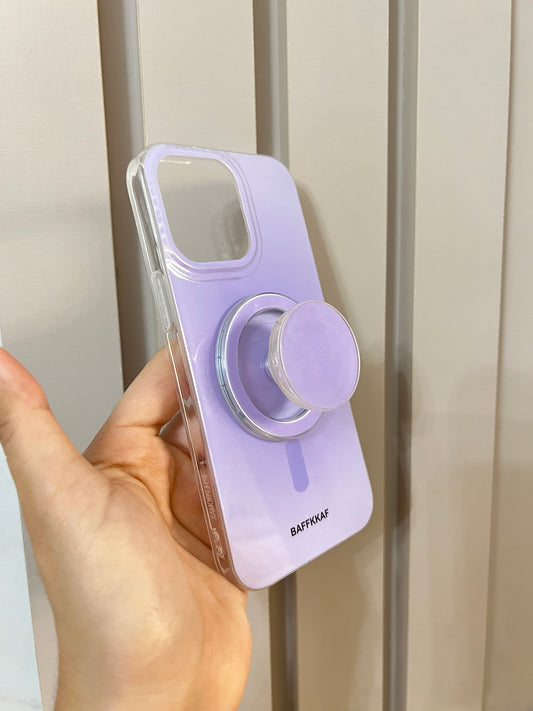 MagSafe con popsocket lila