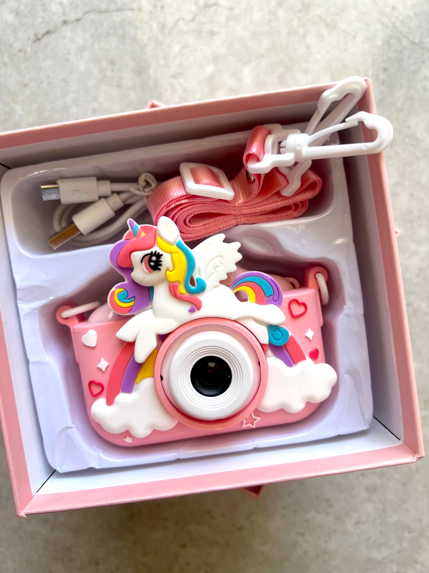 Cámara digital unicornio rosa
