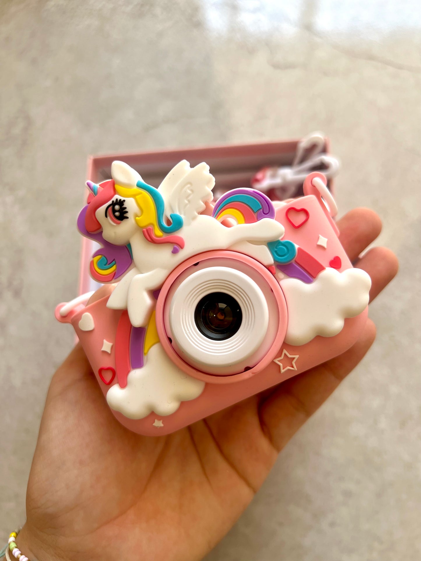 Cámara digital unicornio rosa
