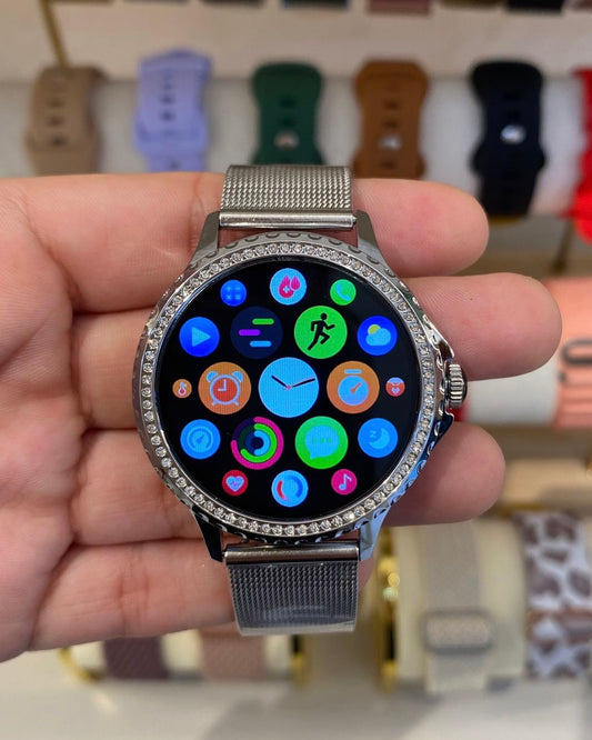 Reloj circular plateado dama